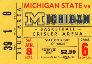 1972 University of Michigan Basketball Ticket Stub Art