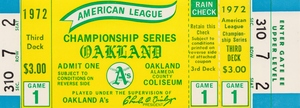 1972 Oakland Athletics American League Championship Ticket Canvas