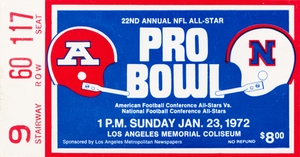 1972 Pro Bowl Ticket Canvas