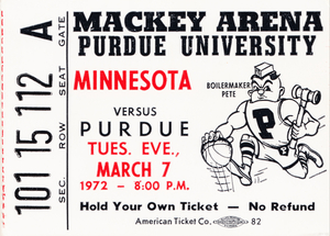 1972 Purdue Basketball Ticket Canvas