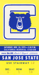 1973 Cal Bears Football Ticket Stub Metal Print
