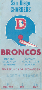 1973 Denver Broncos vs. San Diego Chargers | Row 1