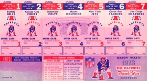 1973 New England Patriots Season Ticket Strip