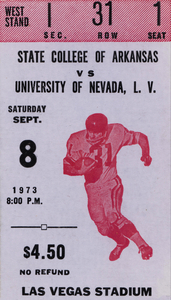 1973 UNLV Rebels vs. Central Arkansas Bears Football Ticket Art