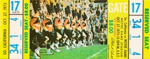 1973 usc notre dame football ticket stub canvas art south bend indiana sports gift idea