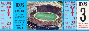 1974 baylor bears texas college football ticket art