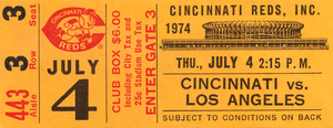 1974 Cincinnati Reds Ticket Stub Poster
