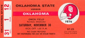 1974 Oklahoma vs. OSU Football Ticket Wall Art