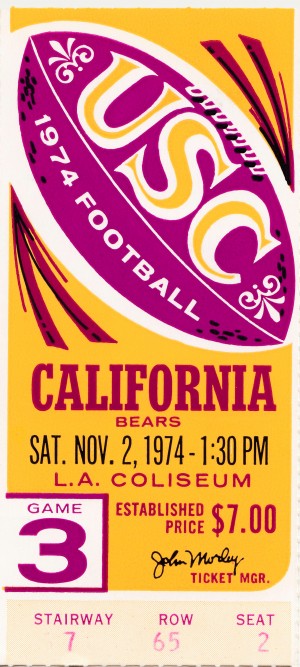 1974 usc california football ticket stub reproduction print