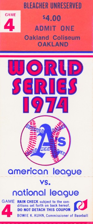 1974 World Series Oakland Athletics Ticket