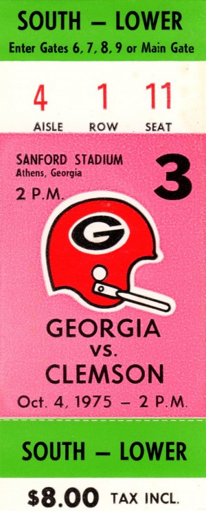1975 college football clemson georgia bulldogs sanford stadium athens ticket stub canvas