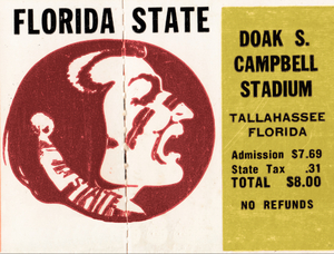 1975 Florida State Football Ticket Stub Remix Art