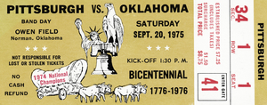 1975 Oklahoma Sooners vs. Pittsburgh Panthers