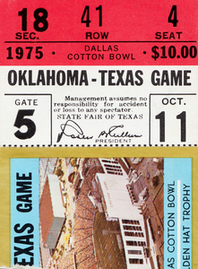 1975 Oklahoma Sooners vs. Texas Longhorns Ticket Stub Print