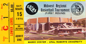 1975 Oral Roberts Midwest Regional Basketball Ticket Canvas