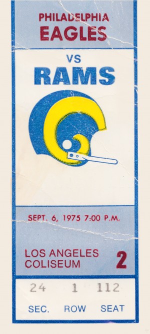 1975 Philadelphia Eagles vs. LA Rams Ticket Canvas