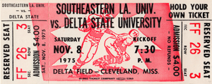 1975 Southeastern Louisiana vs. Delta State Statesmen Football Ticket Print