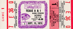 1975 Texas AI vs. Hawaii Football Ticket Art
