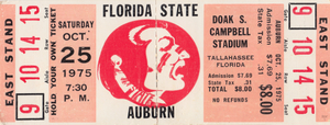 1975 Auburn vs. Florida State Football Ticket Art
