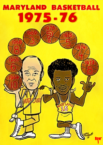 1975 Maryland Basketball Lefty Driesell and John Lucas Art