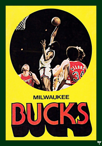 1975 Milwaukee Bucks Retro Basketball Art