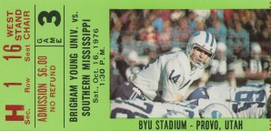 1976 BYU vs. Southern Miss Football Ticket Art
