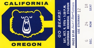1976 Cal vs. Oregon Football Ticket Canvas
