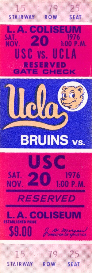 1976 college football usc ucla ticket stub