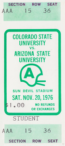 1976 Colorado State vs. Arizona State Football Ticket Art