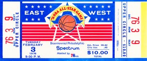 1976 nba all star basketball ticket stub art