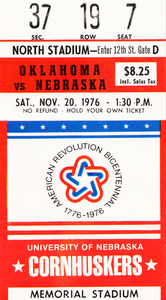 1976 Oklahoma vs. Nebraska Football Ticket Art
