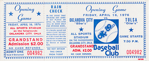 1976 OKC 89ers vs. Tulsa Baseball Ticket Wall Art