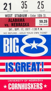 1977 Alabama vs. Nebraska Football Ticket Canvas
