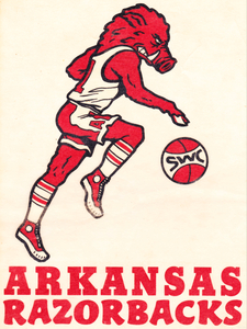 1977 Arkansas Razorbacks Retro Basketball Art Poster