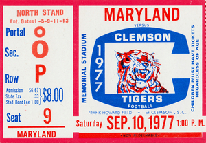 1977 Maryland Terps vs. Clemson Tigers Football Ticket Print