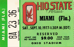 1977 Miami Hurricanes vs. Ohio State Football Ticket Canvas