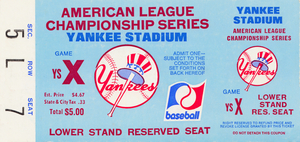 1977 New York Yankees American League Championship Ticket Art