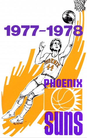 1977 phoenix suns retro nba basketball poster art