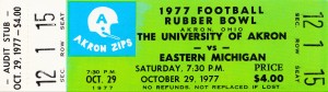 1977 rubber bowl akron zips eastern michigan ticket stub art reproduction
