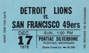 1978 Detroit Lions vs. San Francisco 49ers Ticket Stub Art