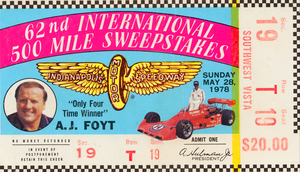 1978 Indy 500 Ticket Stub Canvas