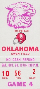 1978 Kansas State vs. Oklahoma Sooners Football Ticket Poster 