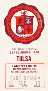 1978 Tulsa vs. Virginia Tech Football Ticket Canvas