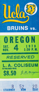 1978 UCLA Bruins vs. Oregon Ducks Football Ticket Art