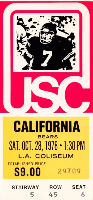 1978 usc trojans california ticket stub art poster