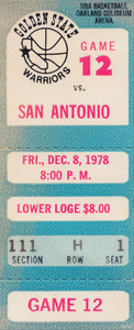 1978 Golden State Warriors Ticket Stub Canvas Art