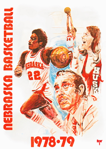 1978 Nebraska Basketball Art by Win Mumma