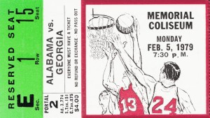1979 Alabama vs. Georgia Basketball Ticket Art