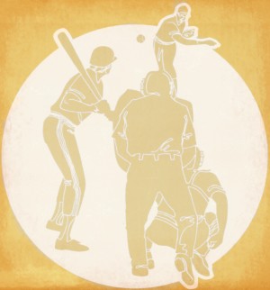 Retro Baseball Pitcher and Batter Art