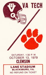 1979 Clemson vs. Virginia Tech Football Ticket Art